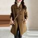 "Women's Wool-Blend Trench Coat - Double-Breasted Mid-Length Winter Coat With Padded Lining, Relaxed Fit, Korean Style In Classic Colors"_ecoleips.com