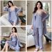 Women's Summer New Ice Silk Pajamas, Sexy Lace Camisole Robe Five-piece Set With Chest Pads, Trendy Plus-size Loungewear_ecoleips.com