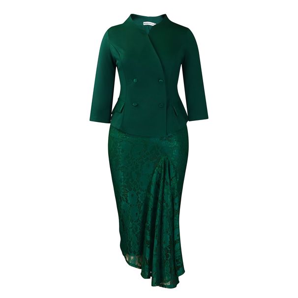 Women's Clothing Women's Spring Fashion Long Sleeve Top Lace Hip Skirt Two Piece Suit_ecoleips.com