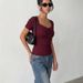 Fashionable Short-Sleeve T-Shirt, Lace Collar, Slim Fit Women's 2026 Spring/Summer Pullover_ecoleips.com