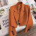Petite Blazer For Women, Short Black Jacket With Peony Sleeves – British Style Office Wear, Spring Autumn Formal Coat, Slim Fit Stretchy Polyester_ecoleips.com