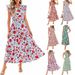 European And American Foreign Trade Cross Border Women's Clothing Hot Sale V Neck Pleated Flying Sleeves Printed Mid Length Dress_ecoleips.com