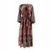 Ladies' Style Tie Dye Round Neck With Belt And Lining Long Elegant Dress_ecoleips.com
