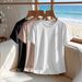 Women's Style Casual Round Neck Short Sleeve Plain Sports Top Solid Color Loose Three Piece T-Shirt Set_ecoleips.com