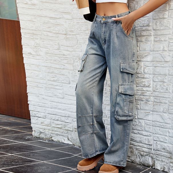 Women's Clothing Spring And Summer Washed Semi Elastic Loose Denim_ecoleips.com