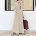 In Stock 2024 European And American Style Cotton Linen Solid Color Turn-down Collar Sleeve Pocket Simple Loose Casual_ecoleips.com