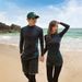 Men's & Women's Quick-Dry Wetsuit - UPF 50+ Sun Protection | Long Sleeve Rash Guard & Pants Set For Diving/Surfing (Black/Blue, S-XXL)_ecoleips.com
