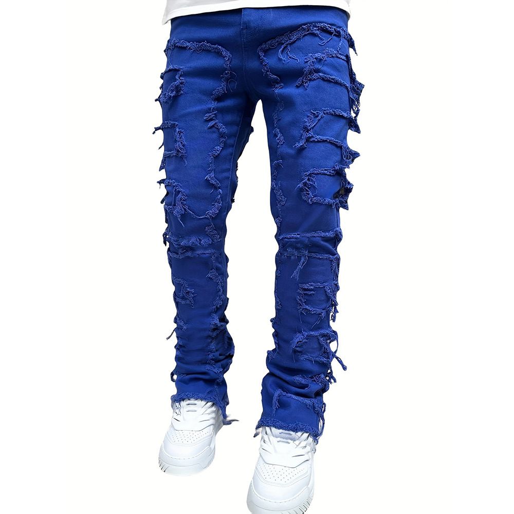 Women's American Retro Patchwork Jeans – Loose Straight-Leg Denim Pants With Vintage Stitching (Light Blue/Pink/Bluish/Khaki/Black, S-XXL)_ecoleips.com