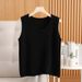 New Autumn And Winter 100% Pure Wool Knitted Camisole For Women, Round Neck, Simple Slim-fit Sleeveless Base Shirt_ecoleips.com