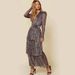 Elegant High-Waisted Floral Print Maxi Dress With Asymmetrical Hem For Work & Evening Wear Artistic Asymmetrical Hem_ecoleips.com