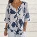 Women's Clothing Printed Cotton And Linen V Neck Short Sleeved Pullover Shirt Shirt Spring And Summer Casual Women's Wear_ecoleips.com