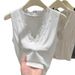Modal Camisole For Women, Summer New V-neck Lace Trim Patchwork Inner Layer, Sleeveless Base Top_ecoleips.com