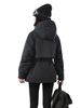 girl Girl Down Cotton Jacket Women's European Style Hooded Windbreaker Winter Waist-Cinching Thickened Parka Mid-Length Black And_ecoleips.com
