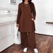 Minimalist Korean Fashion For Women 2025 Autumn New Casual Stylish Sleeve Top Slimming Long Pants Two-Piece Set_ecoleips.com