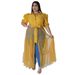 Aria Basics Aria Basics N7681 Autumn Style European And American Solid Color Shirt Top Tie-Up Sheer Sexy Mesh Plus Size Dress_ecoleips.com
