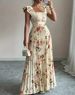 Spring Floral Print Pleated Dress for Women Elegant Short Sleeve A-Line Lightweight And Breathable Trendy Design_ecoleips.com