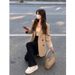 Women's Brown Suit Jacket Petite Sophisticated Stylish Korean Style Casual Spring Autumn 2024_ecoleips.com