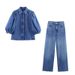 Aria Basics Aria Basics High-waisted Wide-leg Pants, European American Style Women's Clothing, New Foreign Trade Summer Denim Shirt, Fashionable_ecoleips.com