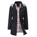 Hooded Belted Trench Coat – Plaid-Lined Windbreaker With Drawstring Waist For Women (Black, Burgundy, Violet, Ivory, Army Green, S-XXL)_ecoleips.com