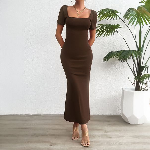 DiYun European And American Women's Clothing 2024 Spring/Summer Foreign Trade Solid Color Slim-Fit_ecoleips.com