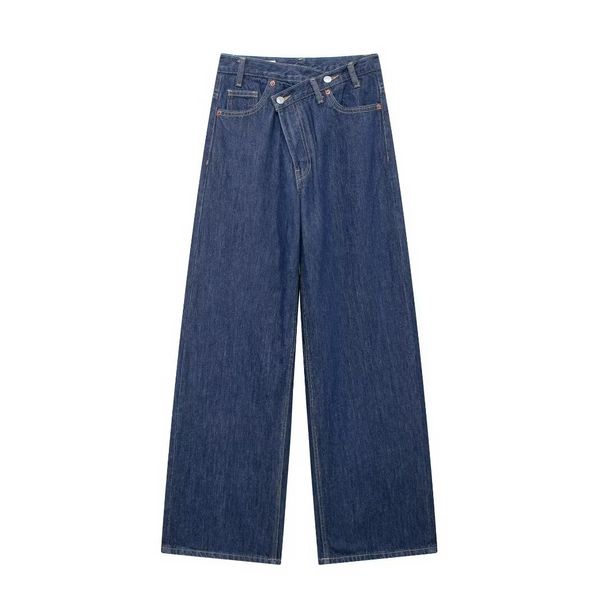 Women's Clothing High Waist Wide Leg Jeans - Double Button Front Streetwear Denim Pants In Blue/Black/Gray_ecoleips.com