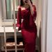 "Elegant Lace & Rhinestone Evening Dress – High Slit & Hip Accent For Gala & Prom (Burgundy, S-XXL)"_ecoleips.com