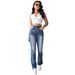 New European And American Embroidered High Waist Washed Fashion Flared Pants Trousers Women's Jeans Women_ecoleips.com
