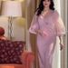Women's Clothing V Neck Mesh Sequin Elegant Slim Lantern Sleeve Dress_ecoleips.com