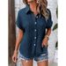 Women's Clothing Summer New Women's Shirt Solid Color Casual Button Shirt Women_ecoleips.com