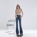 Slim-fit, Slimming, Slightly Flared Jeans Petite Women, Cropped Pants For Spring, High-waisted, Tight-fitting,_ecoleips.com