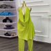 Summer Collection 2 Piece Set Turtleneck Backless Halter Neck Top Pleated Wide Leg Pants Women's Clothing European American Style_ecoleips.com
