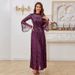 European And American Sequin Evening Elegant Party Dress, Long-sleeve Formal Dress_ecoleips.com