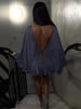 Summer Backless Lace Up Mini Dress Women Round Neck Loose Pleated Batwing Sleeve Dresses 2026 Summer Lady Vacation Party Robe_ecoleips.com