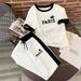 Summer Romantic Style T-Shirt And Trousers Set Letter Crown Print Women's Two-Piece Outfit Short Sleeved_ecoleips.com