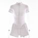 Women's Clothing Sexy Tight Skirt Jumpsuit Autumn Round Neck Short Sleeved Zipper Bottoming Shirt_ecoleips.com
