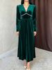 K New Elegant Retro Party Long Dress With Lace Patchwork V-neck Dress_ecoleips.com