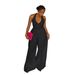 Elegant Halter Neck V-Back Wide-Leg Jumpsuit – Slim Fit, Pure Color & Breathable For Work & Evening (White/Black, S-3XL)_ecoleips.com