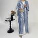 Women's Muslim Clothing Abaya Reflective Jacket Solid Color Long Skirt Dress Robe_ecoleips.com