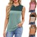 Women's Clothing Women's Tops Casual Stitching Contrast Color Round Neck Sleeveless Vest_ecoleips.com