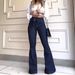 Women's Clothing High Waist Hip Lifting Lace Up Flared Pants Wide Leg Pants Jeans For Women_ecoleips.com