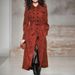 Oversized Long Coat - Double-Breasted Trench Coat For Women, Premium Faux Suede With Stretch (S-XL)_ecoleips.com