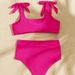 Women's Clothing Women's Sexy Solid Color European American Style Swimsuit Lace-Up Two-Piece Bikini Set Beach Swimwear_ecoleips.com