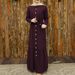 Modest Evening Dress Middle Eastern Abaya Dresses Solid Color Long Sleeve Muslim Women's Fashion Tie Up Button_ecoleips.com
