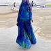Sexy Hollow Out Backless Bohemian Dress Casual Long Sleeved Women's O-neck Dresses Vintage Pattern Printed Pleated Holiday Dress_ecoleips.com