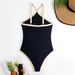 Qiaojiayuan Women's Slim Fit One Piece Swimsuit Fashionable Sexy Halter Neck Solid Color European American Style 2025 New_ecoleips.com