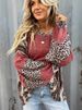 K Women's Casual Shirt With Contrasting Stripes, Round Neck, Sleeves, Loose Fit Hoodie Top_ecoleips.com