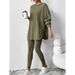 2025 European And American Cross-Border Autumn Winter Women's Loose Hooded Sleeve Casual Long Pants Ribbed Stripe_ecoleips.com