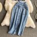 Women's Clothing Summer New Retro Denim Strap Top High Waist Slimming Sheath Skirt Two-piece Suit For Women_ecoleips.com