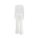 Knitted Loose Jacquard Soft Sleeve Long Pants Lace Trim Pajamas Two-Piece Set European And American Autumn New Home_ecoleips.com