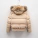 Women's Short Puffer Jacket With Fox Fur Hood - Thickened Loose Fit Winter Coat, Duck Down Filling, Nylon Shell, Black & Khaki_ecoleips.com